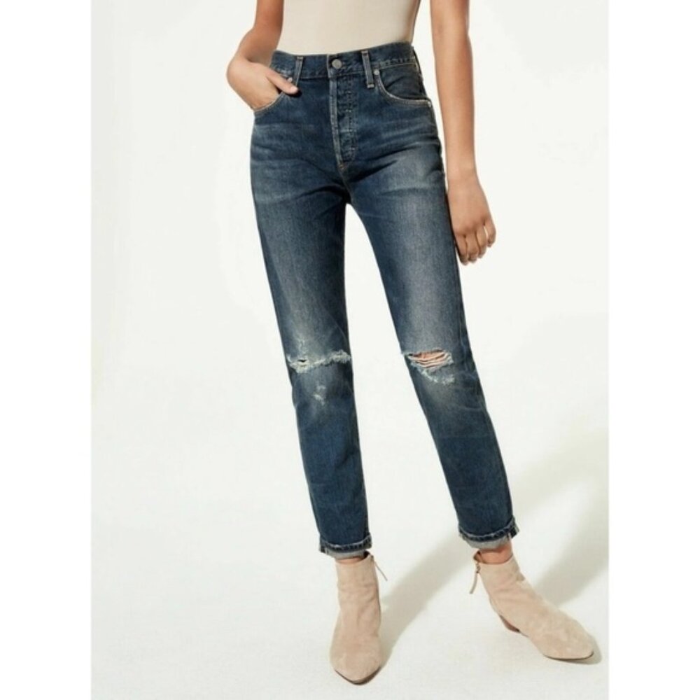 Citizens of Humanity Jeans Liya High Rise Classic Fit Crop Distressed Size 25